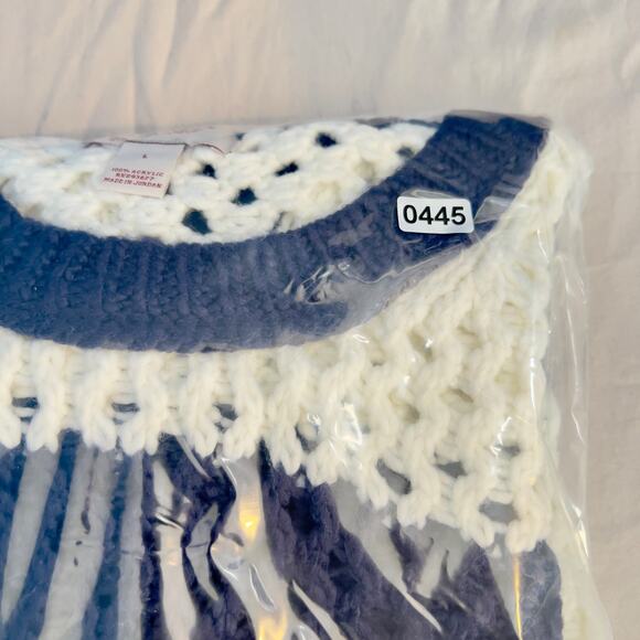 Arizona Jeans Co. Sweater Woman's L Open Chunky Knit Full Sleeves Navy & White - Picture 10 of 10